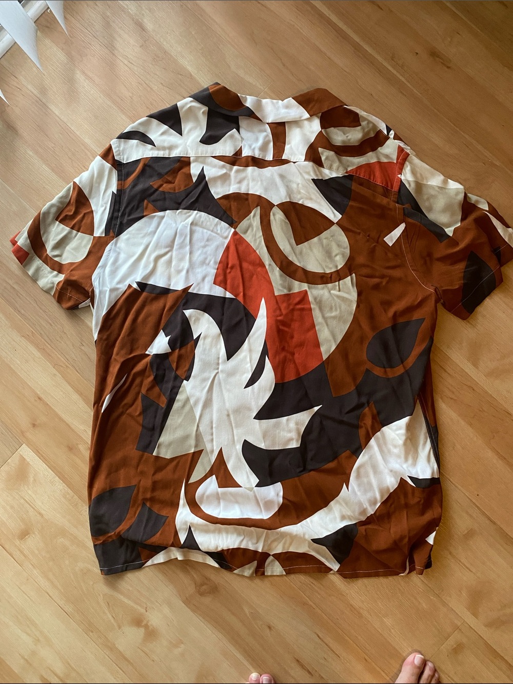 Express Men’s Abstract Button-Down Shirt - Brown White Rust - Picture 3 of 3